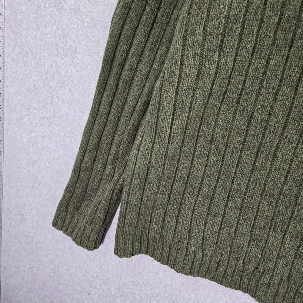 VINTAGE Guess‎ Men Sweater Large Green Knit 100% Lambswool Polo Collar Pullover
